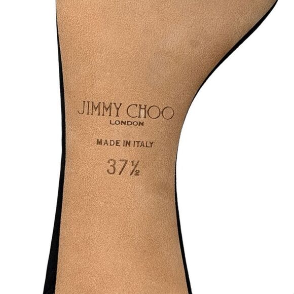 Jimmy Choo Shiloh Embellished Black Suede Crystal Studded Heeled Sandals EU 37.5 - Picture 10 of 10